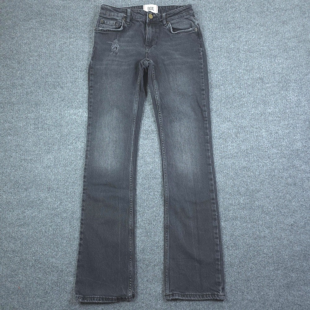 BDG Slim Bootcut Jeans Mens 25 Black Low Rise Distressed Faded Denim